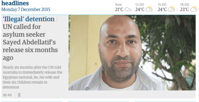 Abdellatif, his wife and six children have been held in detention for more than three years without charge.